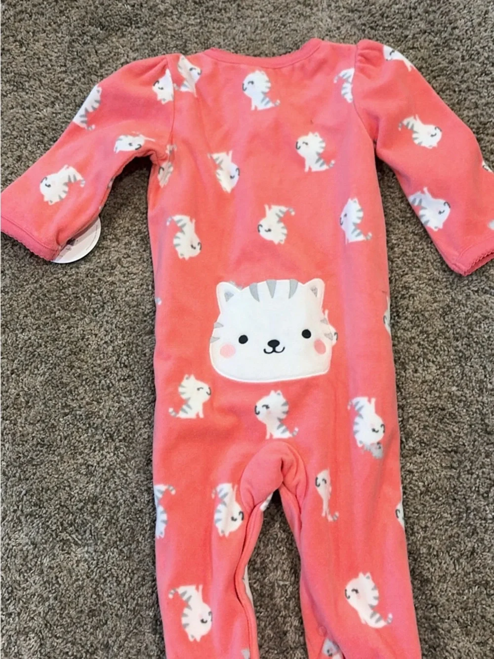 Carter's Coral Kitty Fleece Footie One-Piece size 6-9 months